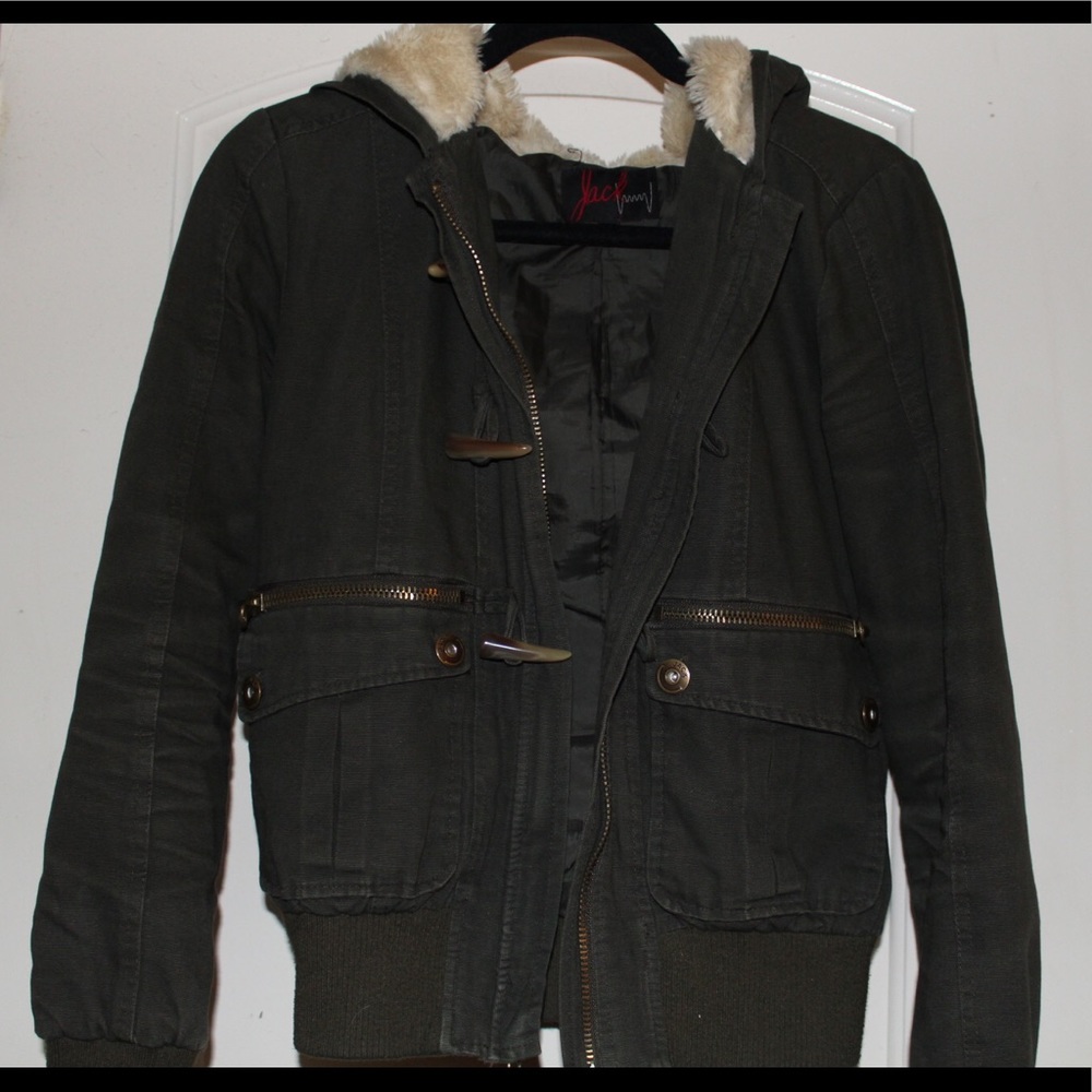 Green Jacket w/faux fur hood